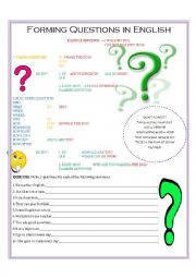 English Worksheet: How to form Questions