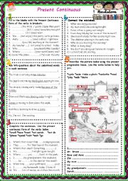 English Worksheet: Present Continuous Revision 