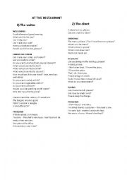 English Worksheet: Restaurant Vocabulary