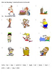 English Worksheet: What are they doing?