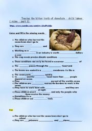 English Worksheet: Chocolate abd child labour - youtube