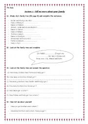 English Worksheet: Tell me more about your family