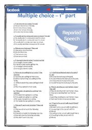 English Worksheet: Multiple choice 1st part - Reported speech