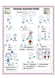 English Worksheet: Personal Pronouns and verb to be affirmative form