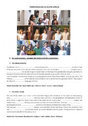 English Worksheet: Three families in South Africa