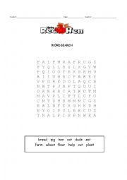 English Worksheet: Story Little Red Hen Wordsearch