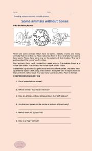 English Worksheet: simple present, some animals without bones