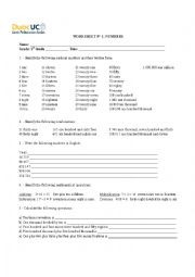 English Worksheet: Numbers