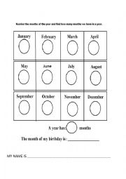 English Worksheet: Monthsof the year