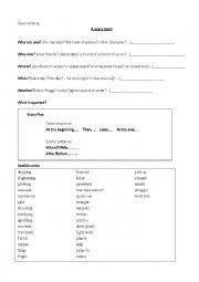English Worksheet: Story writing (for a scary story)