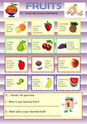 English Worksheet: Fruits alternative
