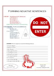 English Worksheet: How to Form Negative Sentences