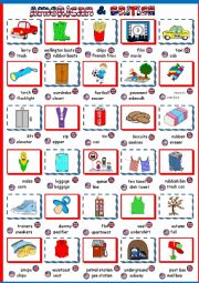 English Worksheet: American vs British English - pictionary