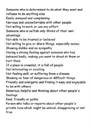 English Worksheet: Adjectives description