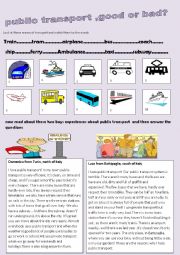 English Worksheet: public transport ,good or bad?