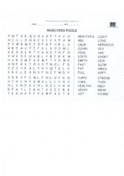 English Worksheet: Adjectives - Puzzle