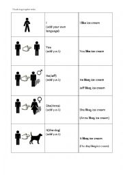 English Worksheet: Visualizing singular verbs