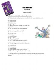 English Worksheet: The witches - Chapters 1,2,3