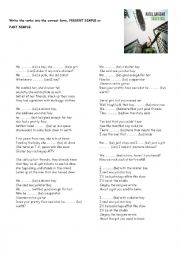 English Worksheet: Skater Boy Song