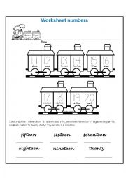 English Worksheet: NUMBERS FROM 11 to 20 