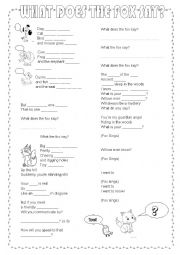 English Worksheet: What does the fox say?