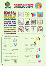 English Worksheet: BIRTHDAY THINGS