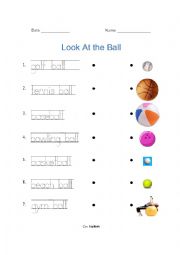 English Worksheet: Type of Balls