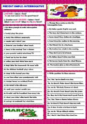 English Worksheet: Present simple interrogative + key