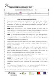 English Worksheet: Earth, wind, fire and water