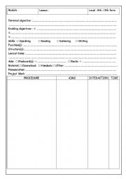 English Worksheet: Lesson Plan Template