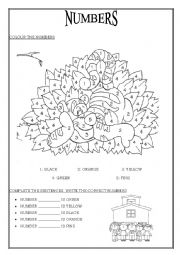 English Worksheet: NUMBERS AND COLOURS