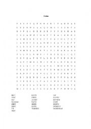 English Worksheet: Clothing Crossword
