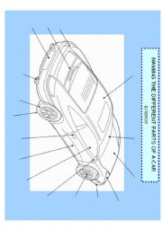 English Worksheet: Naming the different parts of a car - exterior