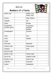 English Worksheet: family members