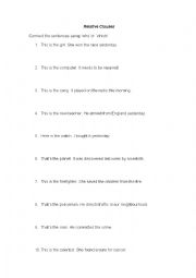 English Worksheet: Relative Clauses