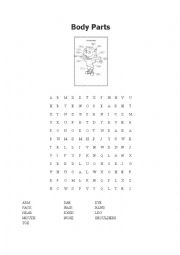 Body Parts Wordsearch