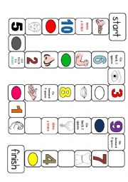 English Worksheet: Body, colours and numbers board game