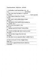 English Worksheet: adjectives adverbs trasformations