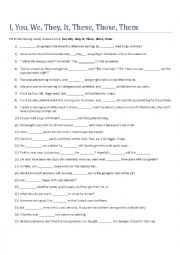 Pronouns worksheet w/answers sheet