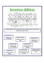 English Worksheet: American Children