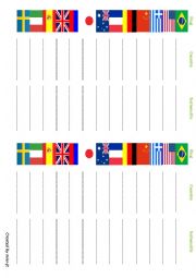 English Worksheet: Countries/ Nationalities/ Flags  (test)