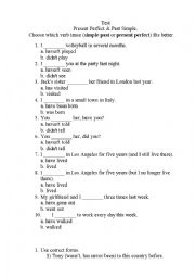 English Worksheet: Pr esent Perfect or Past Simple