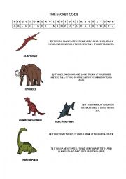 English Worksheet: dinosaurs - ciphre decoding and matching