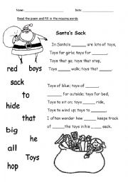 Santas Sack worksheet
