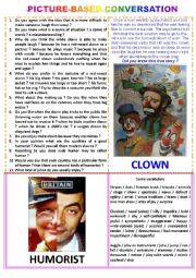 English Worksheet: Picture-based conversation : topic 53 - clown vs humorist