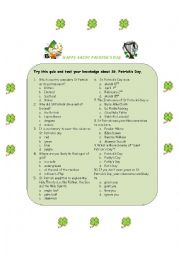 English Worksheet: St. Patricks Day
