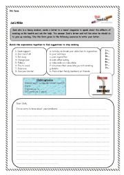 English Worksheet: writing on smoking