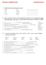 English Worksheet: word formation worksheet