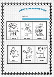 English Worksheet: MEMORY CARD FAMILY GAME