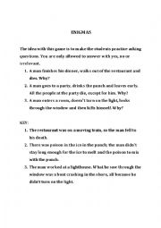 English Worksheet: Enigmas - a deduction game